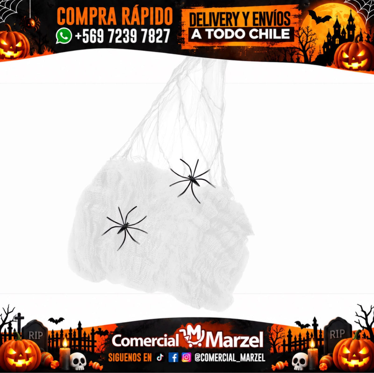 Tela Araña 20g Blanca Pack 12 Halloween