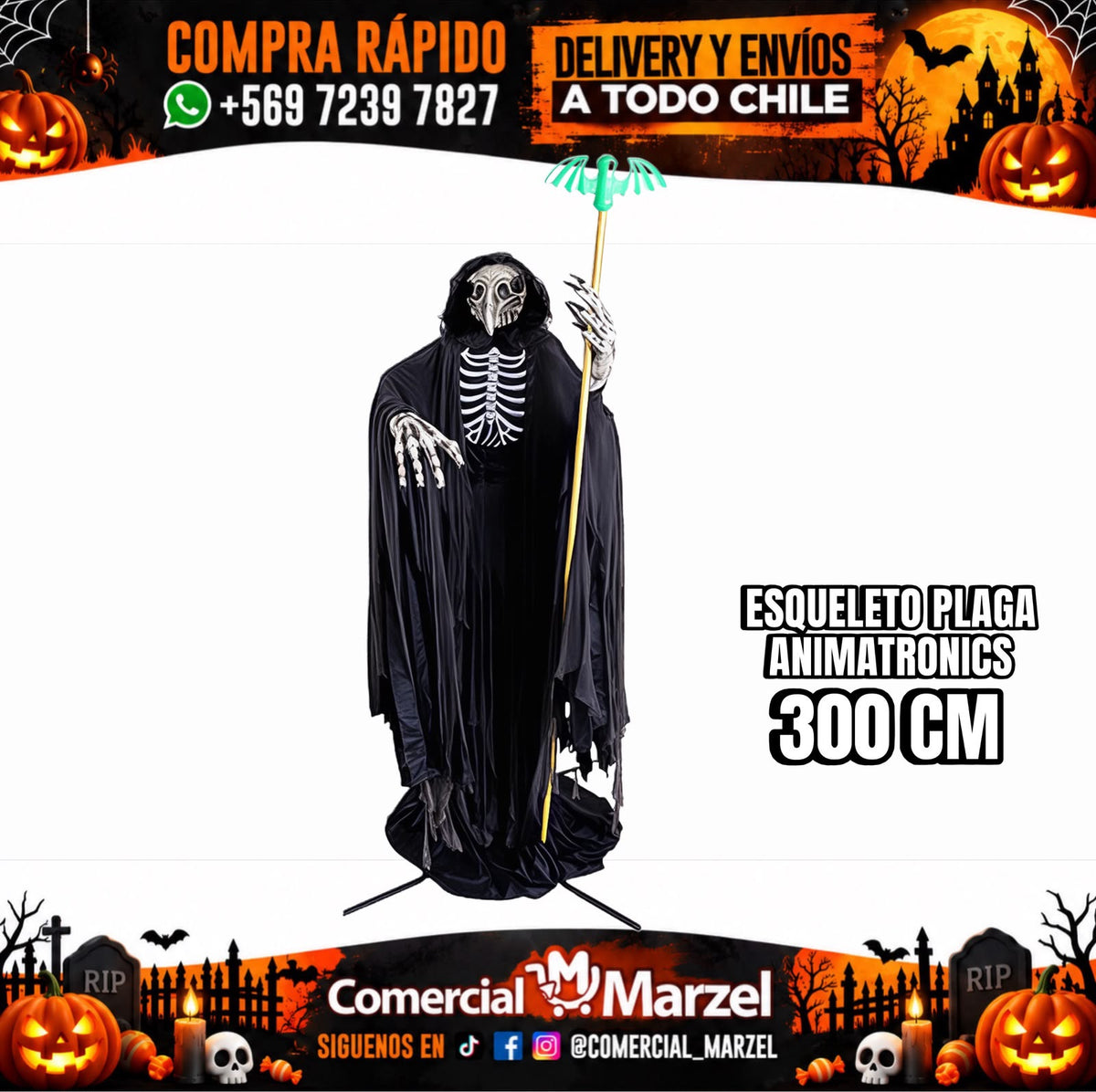 Esqueleto Plaga 300cm Animatronics Halloween