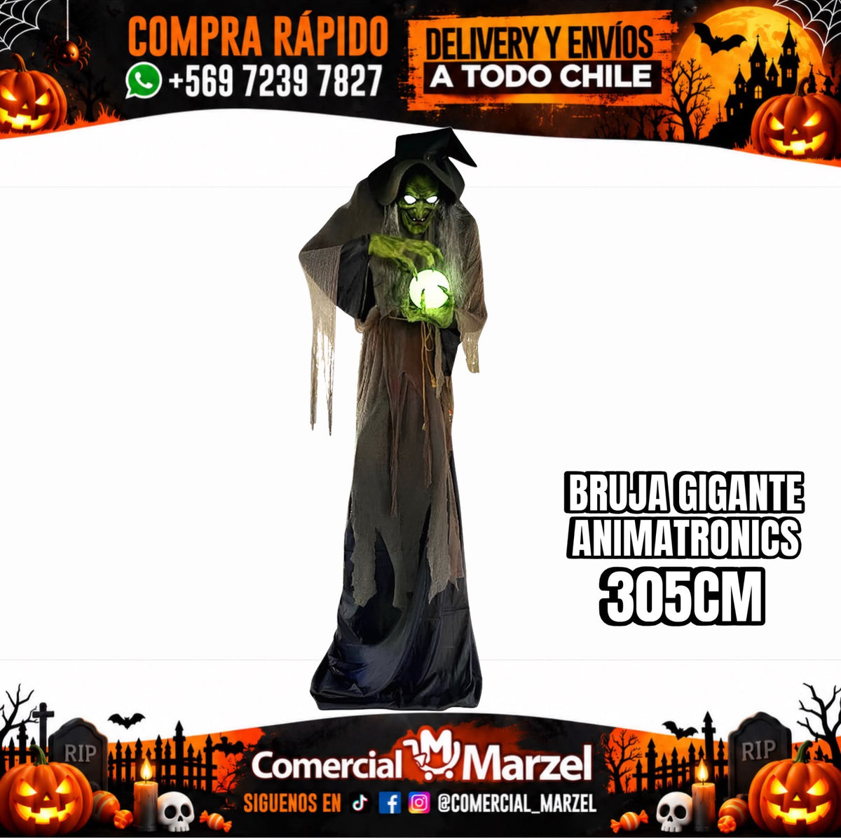 Bruja Gigante 305cm Animatronics Halloween