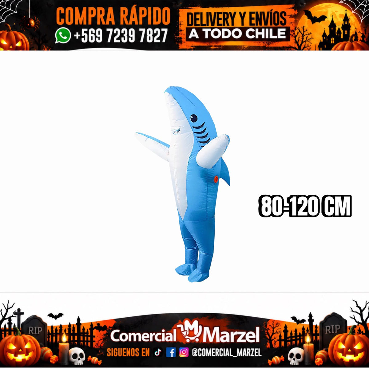 Tiburón 80 A 120cm Inflable Niños Halloween