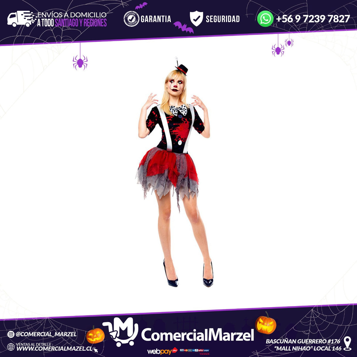 Disfraz Payasa Asesina Adulto Talla L Halloween