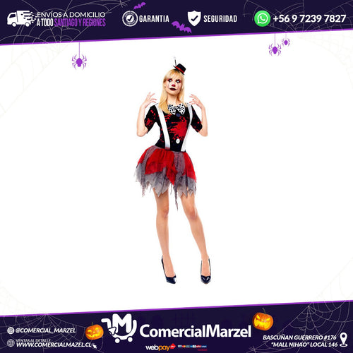 Disfraz Payasa Asesina Adulto Talla L Halloween