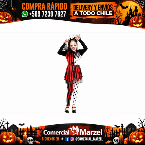 Disfraz Payasa Rayas Niñas Halloween