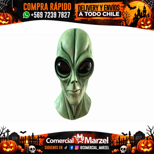 Máscara Alien Verde De Látex Para Halloween