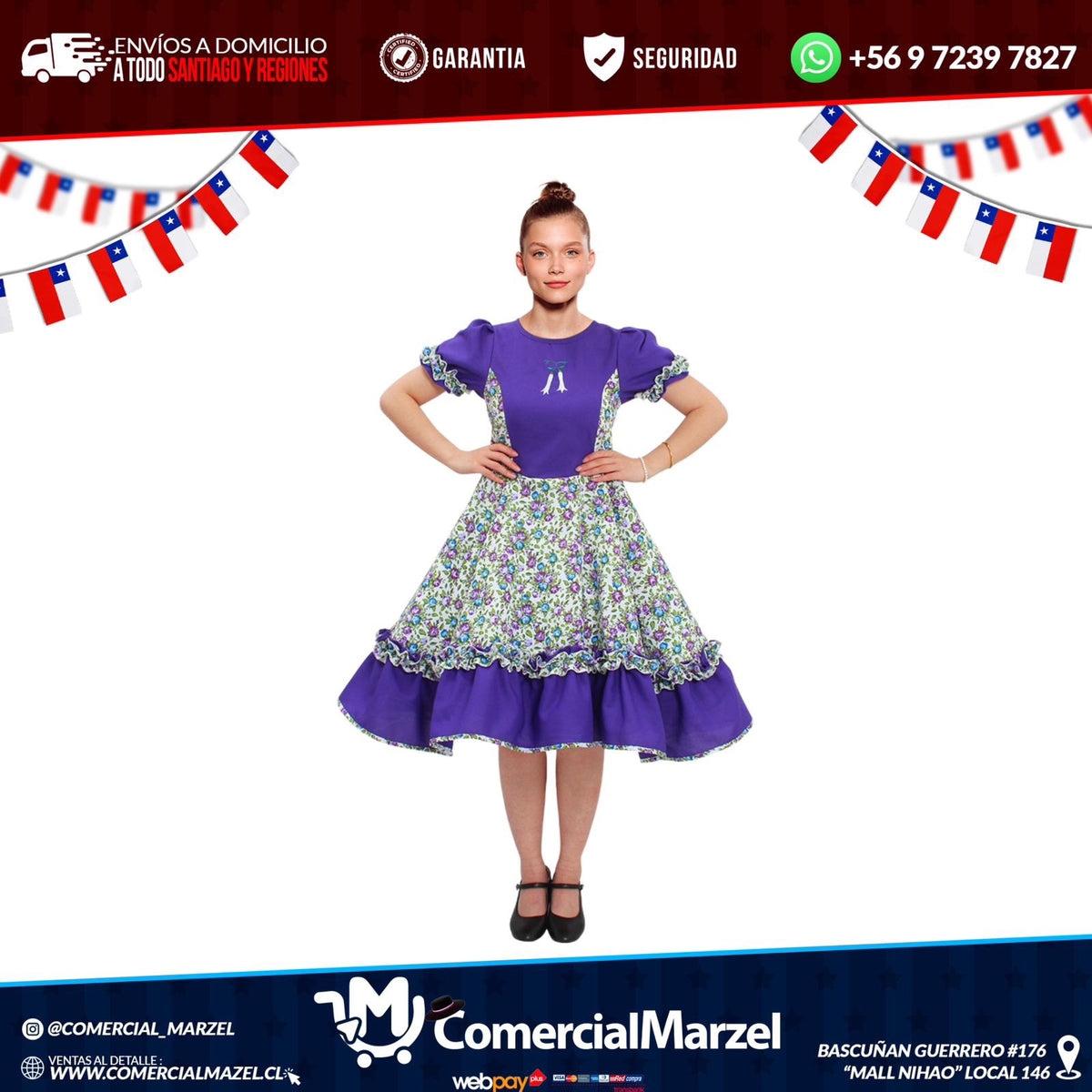 Disfraz Vestido Lila Floreado Adulto Halloween