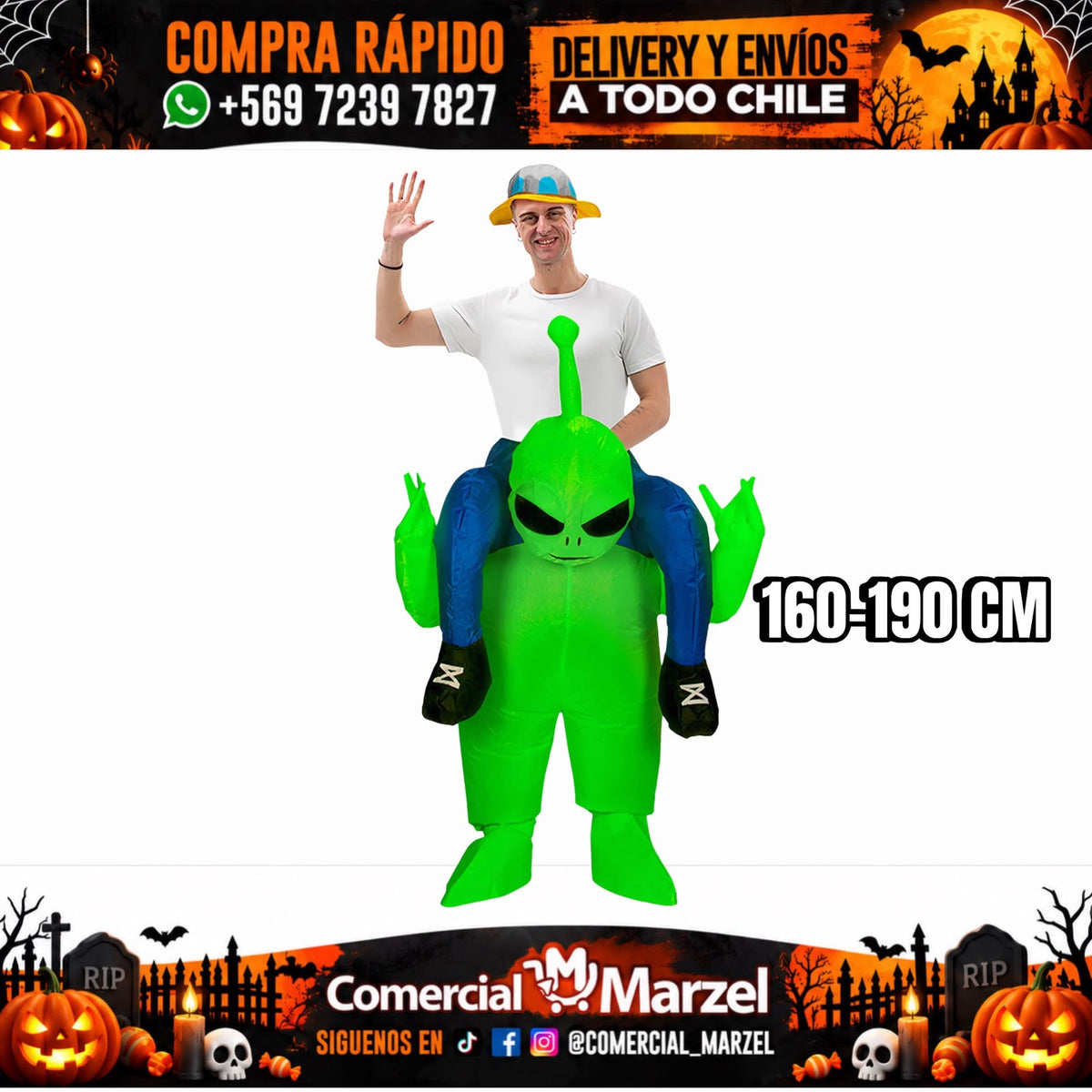 Alíen Ride 160-190cm Inflable Adulto Halloween