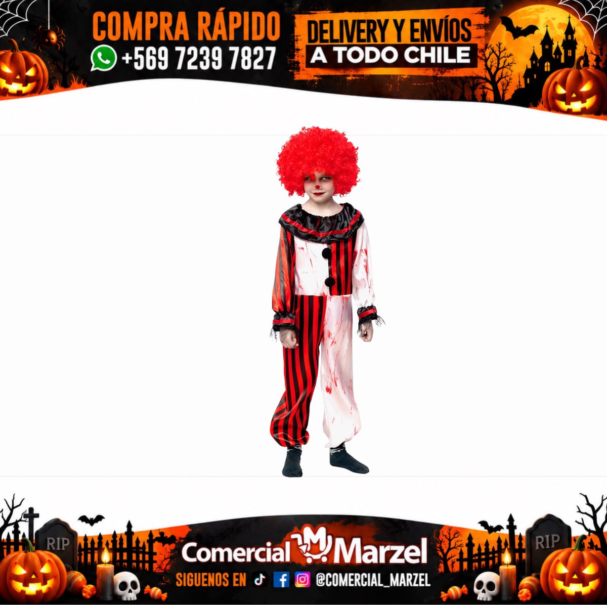 Disfraz Payaso Rayas Niños Halloween