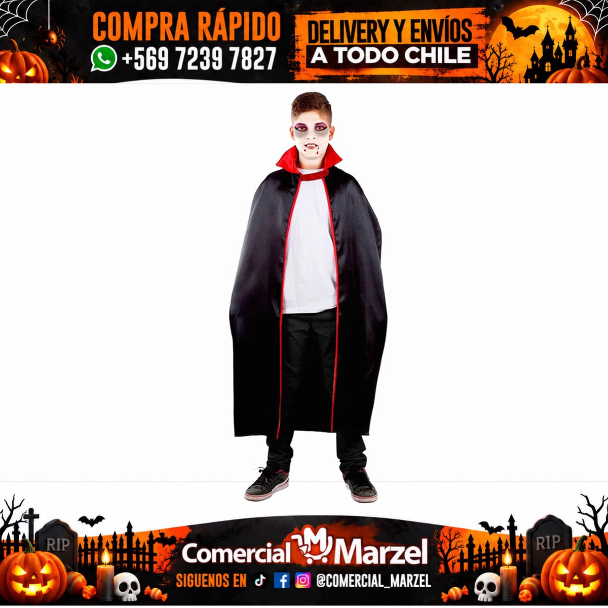 Capa 140cm Vampiro Halloween