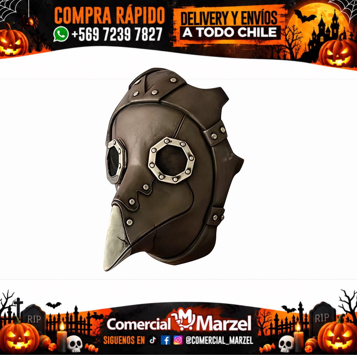 Máscara De Peste De Látex Para Halloween