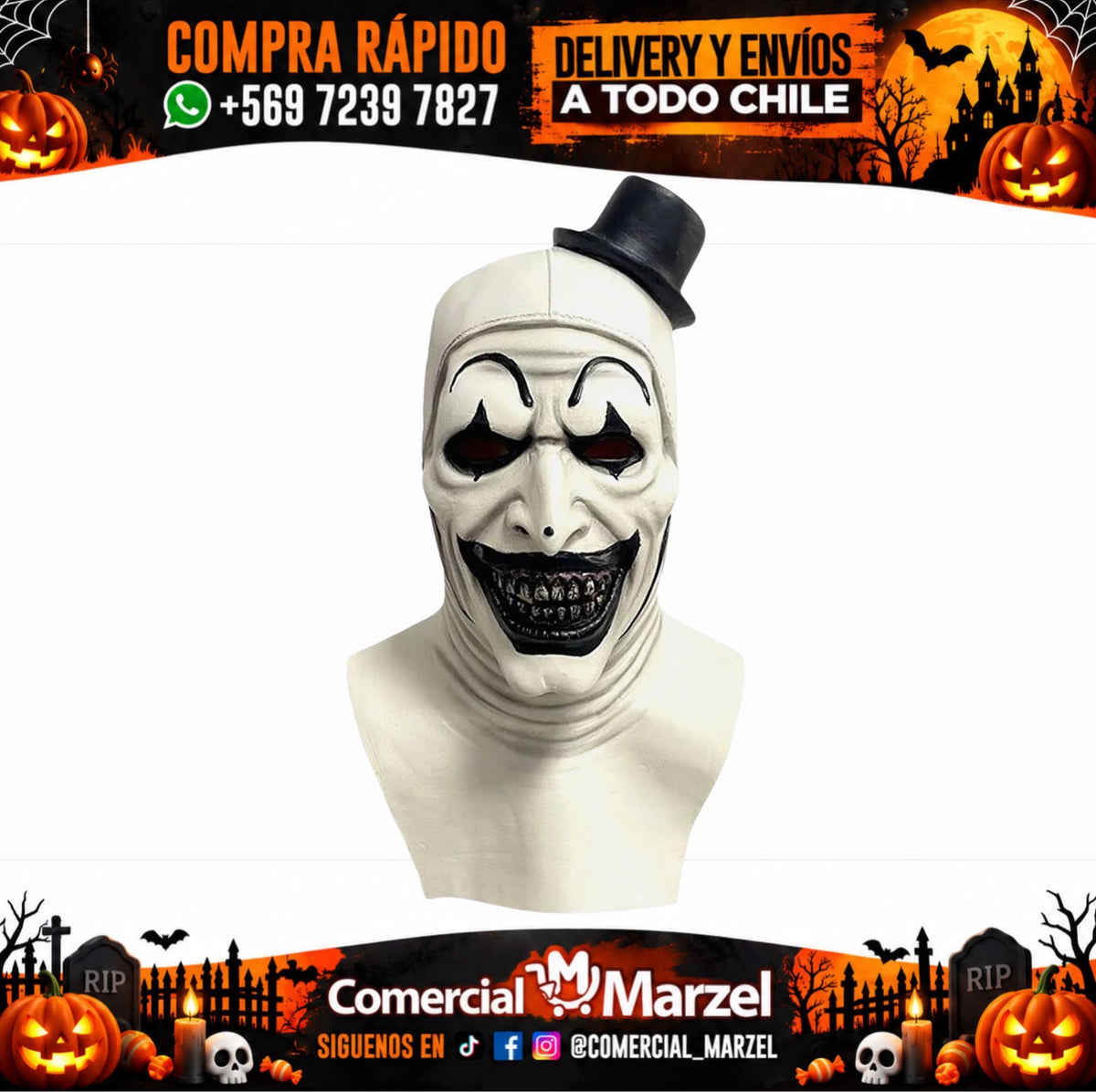 Máscara Payaso Terror Látex Halloween