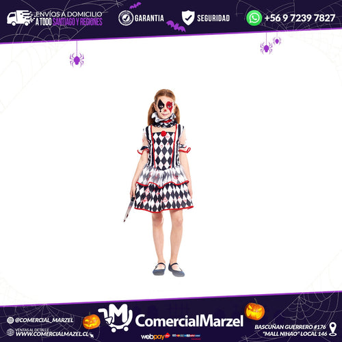 Disfraz Payasa Sangrienta Niñas Halloween