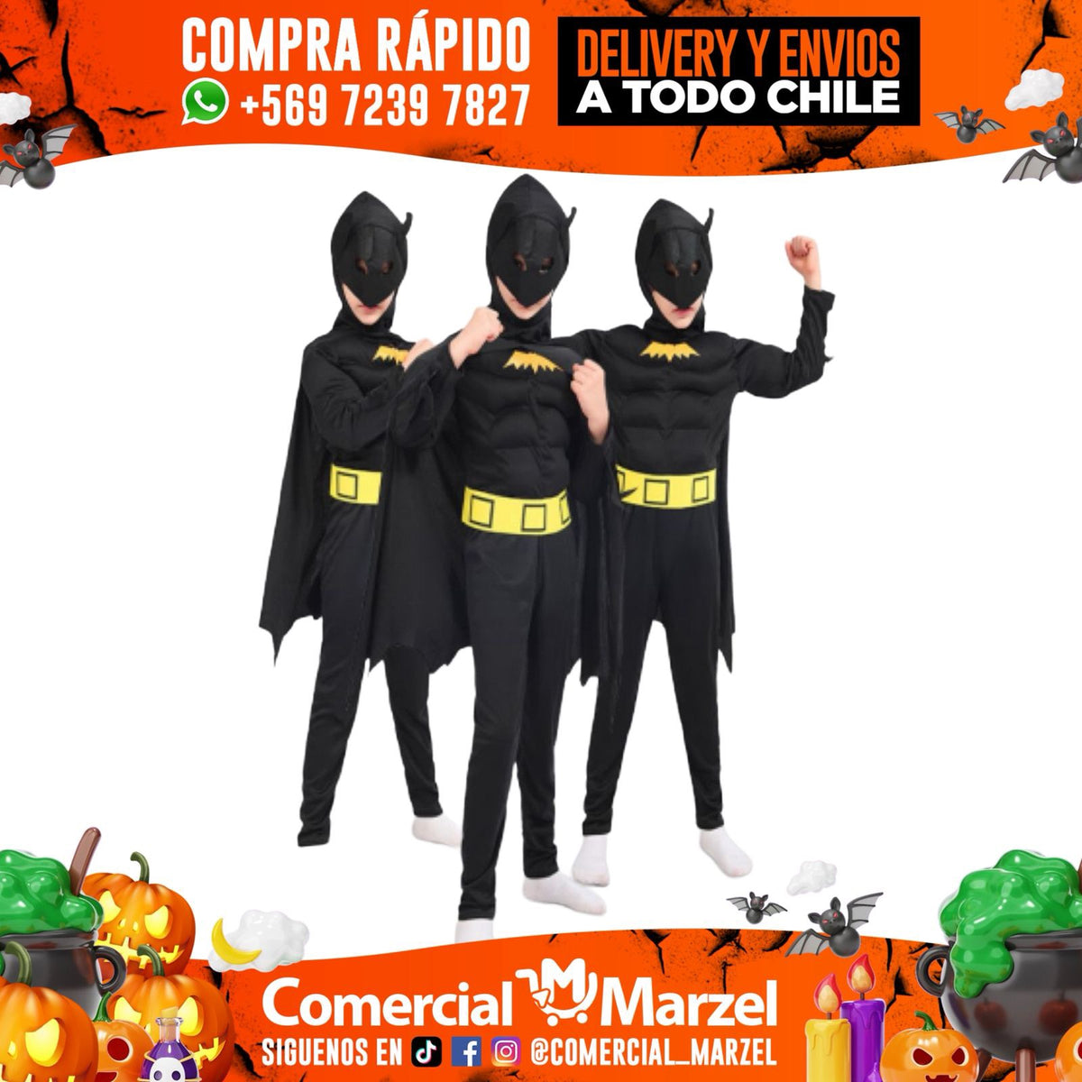 Murciélago Héroe Músculo Disfraz Niños Halloween