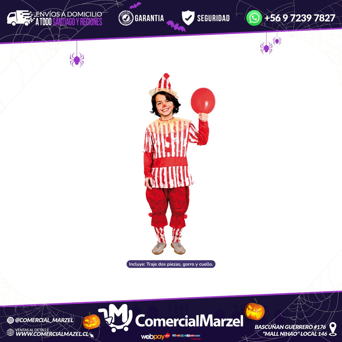 Disfraz Payaso Loco Niños Halloween