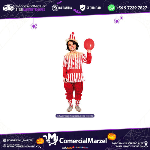 Disfraz Payaso Loco Niños Halloween