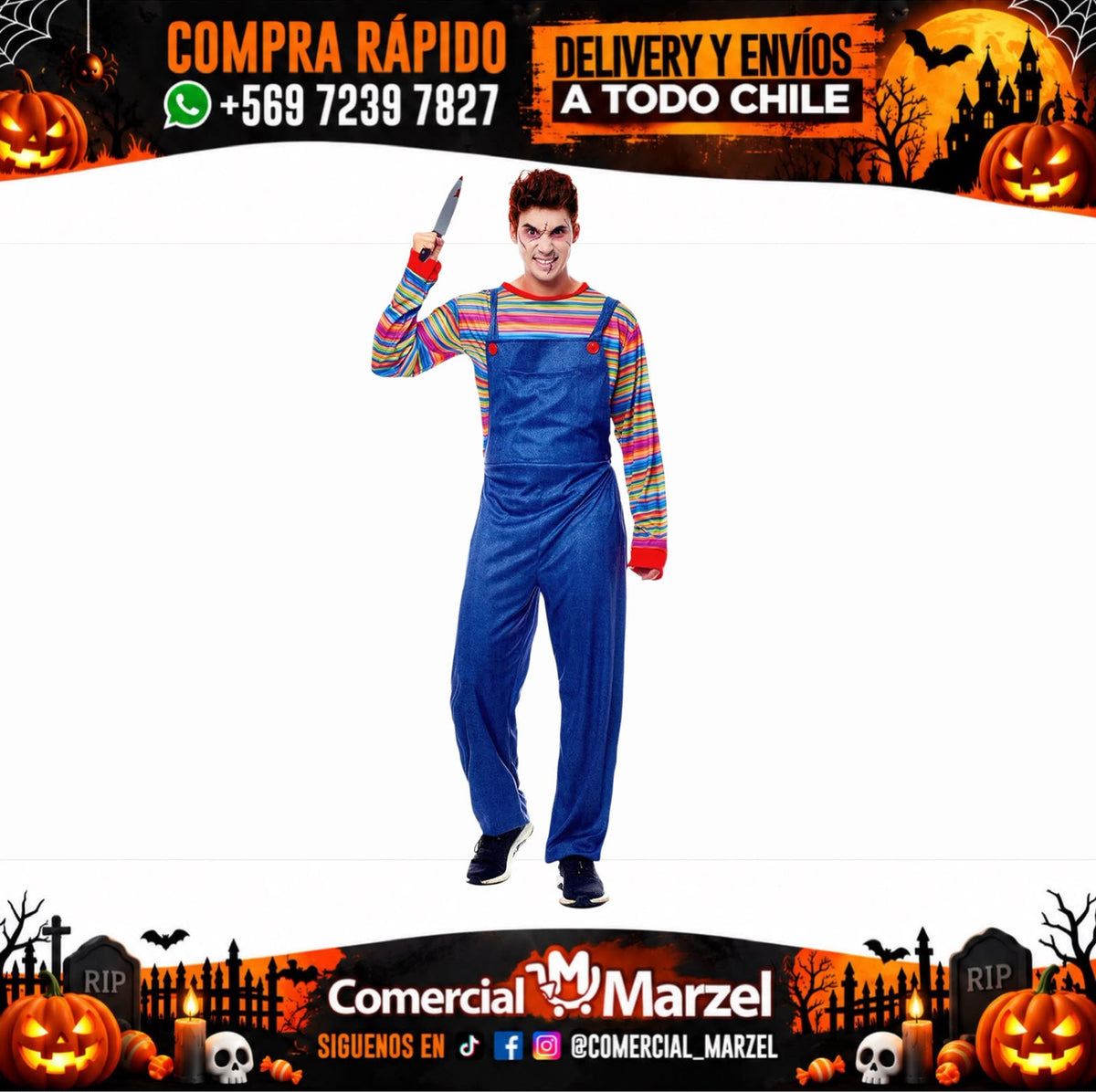 Disfraz Muñeco Diabólico Adulto Talla S Halloween