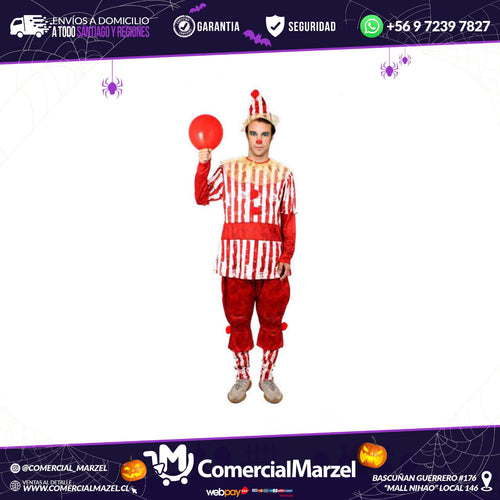 Disfraz De Payaso Loco Para Adulto - Halloween