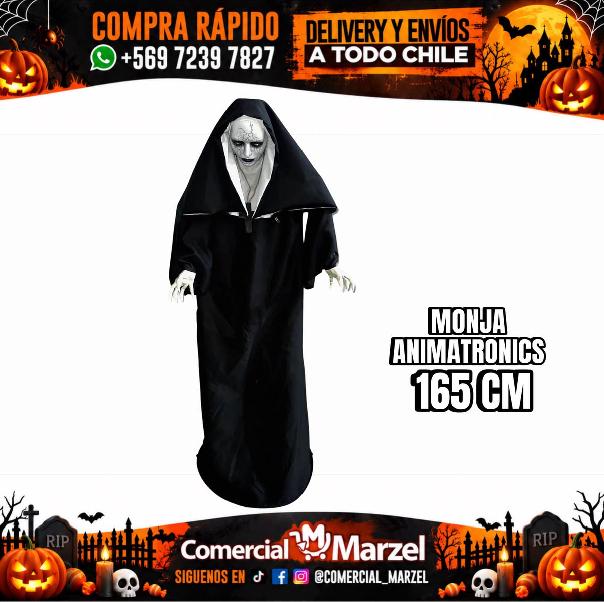Monja Animatrónica Halloween Para Fiestas