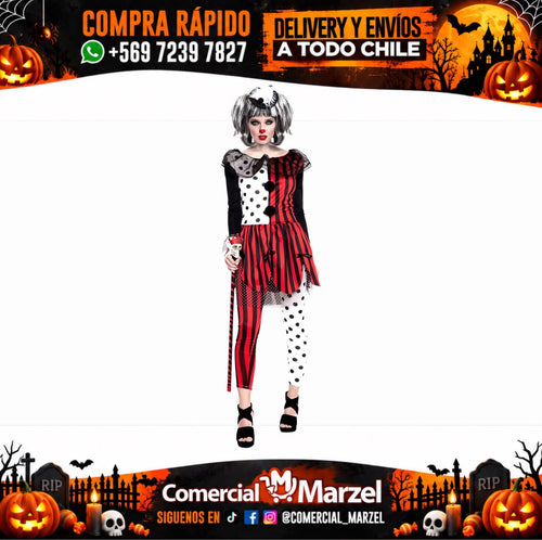 Disfraz Payasa Rayas Adulto Halloween