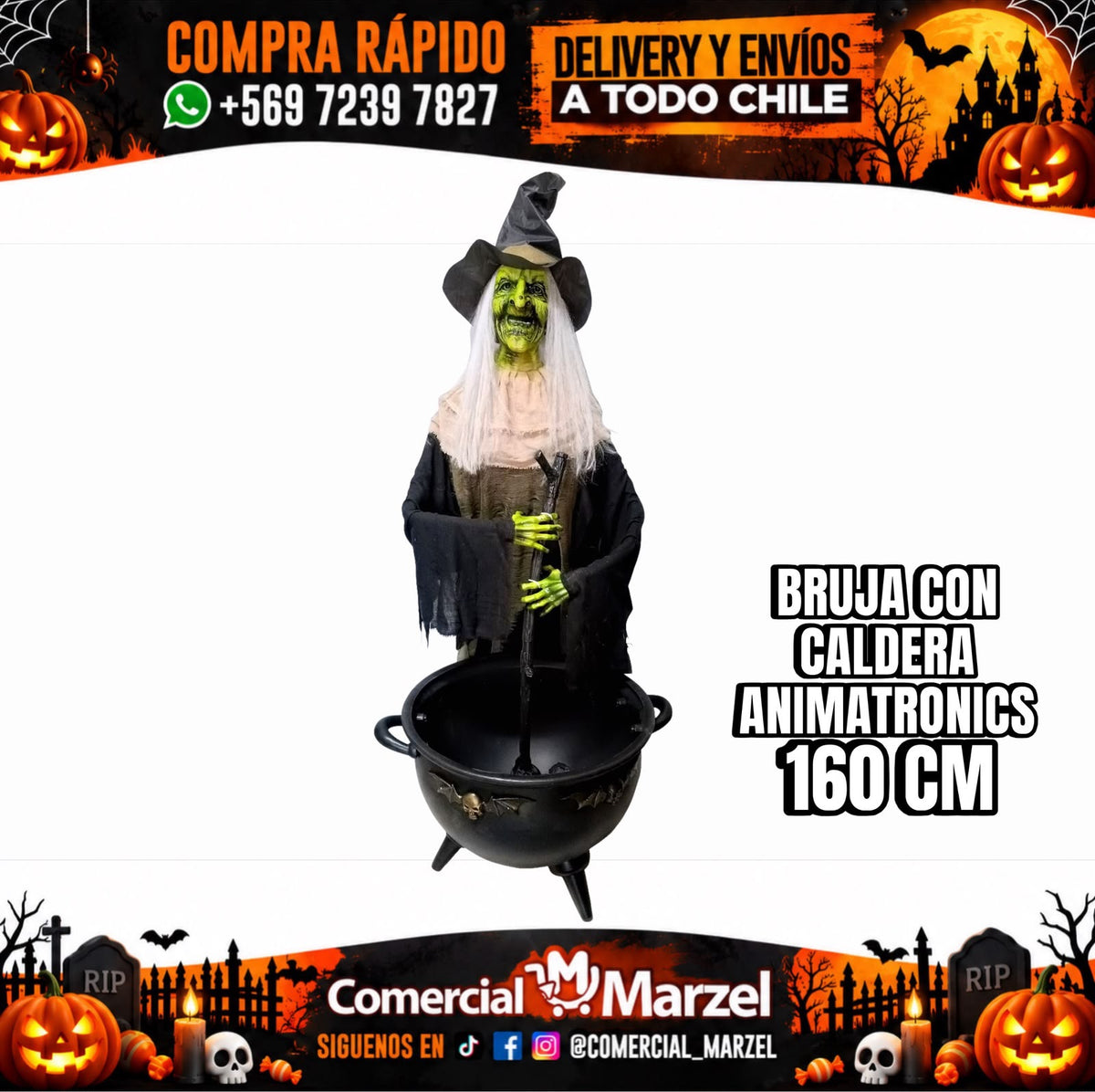Bruja Caldera 160cm Animatronics Halloween