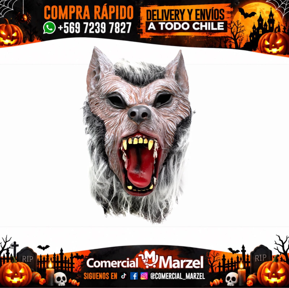 Máscara Hombre Lobo Látex Halloween