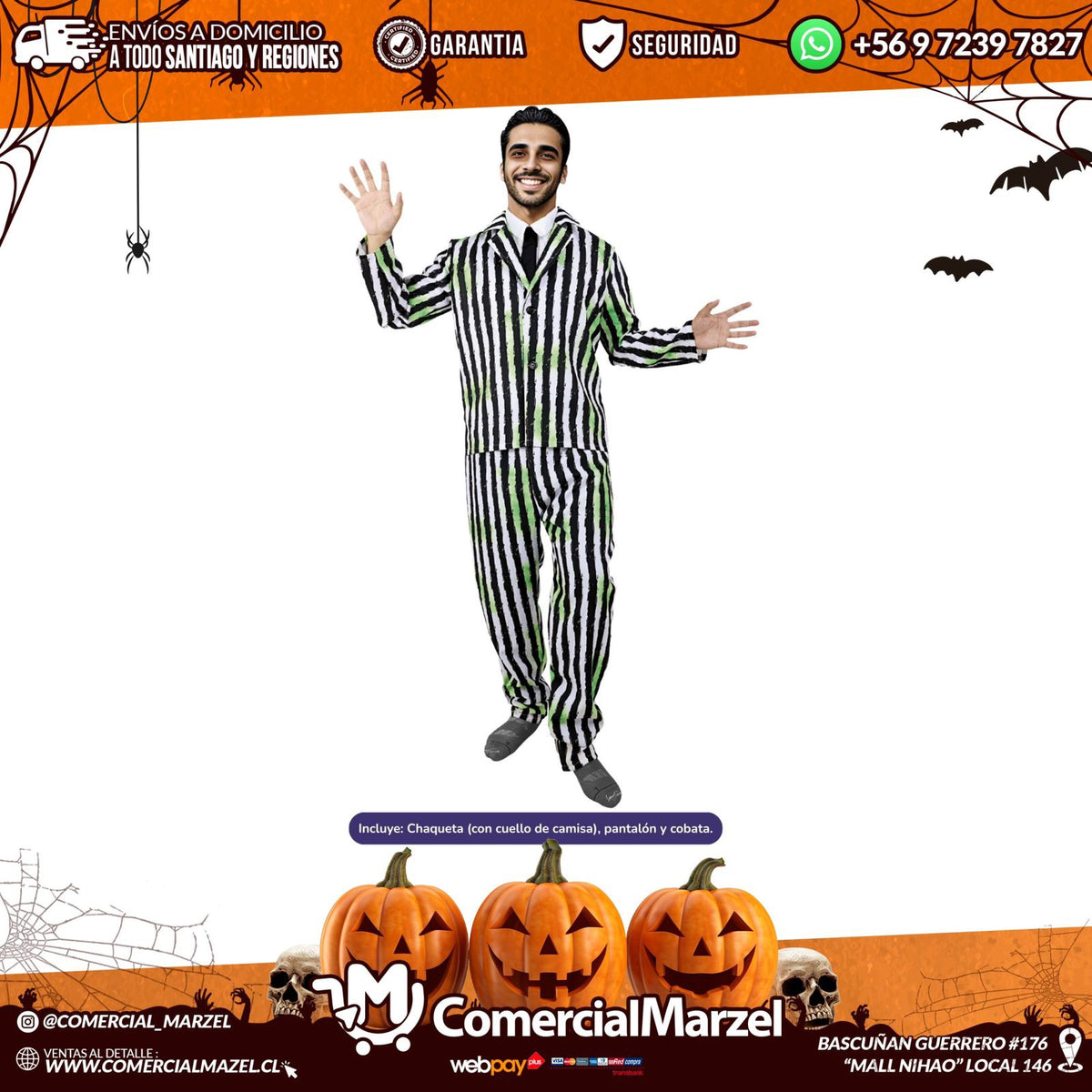 Disfraz Fantasma Rayas Adulto Halloween