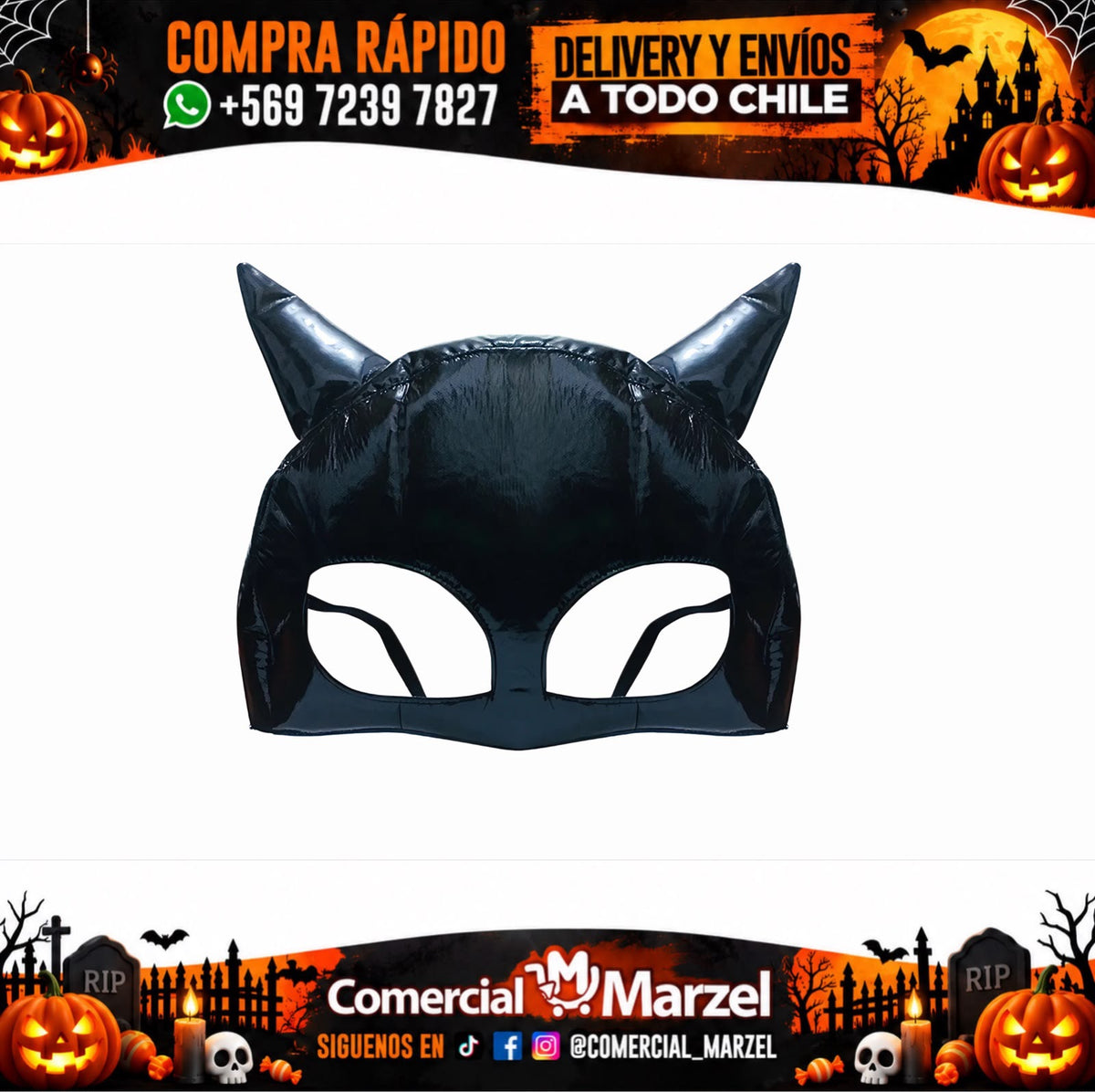 Antifaz Cuerina Gato Halloween