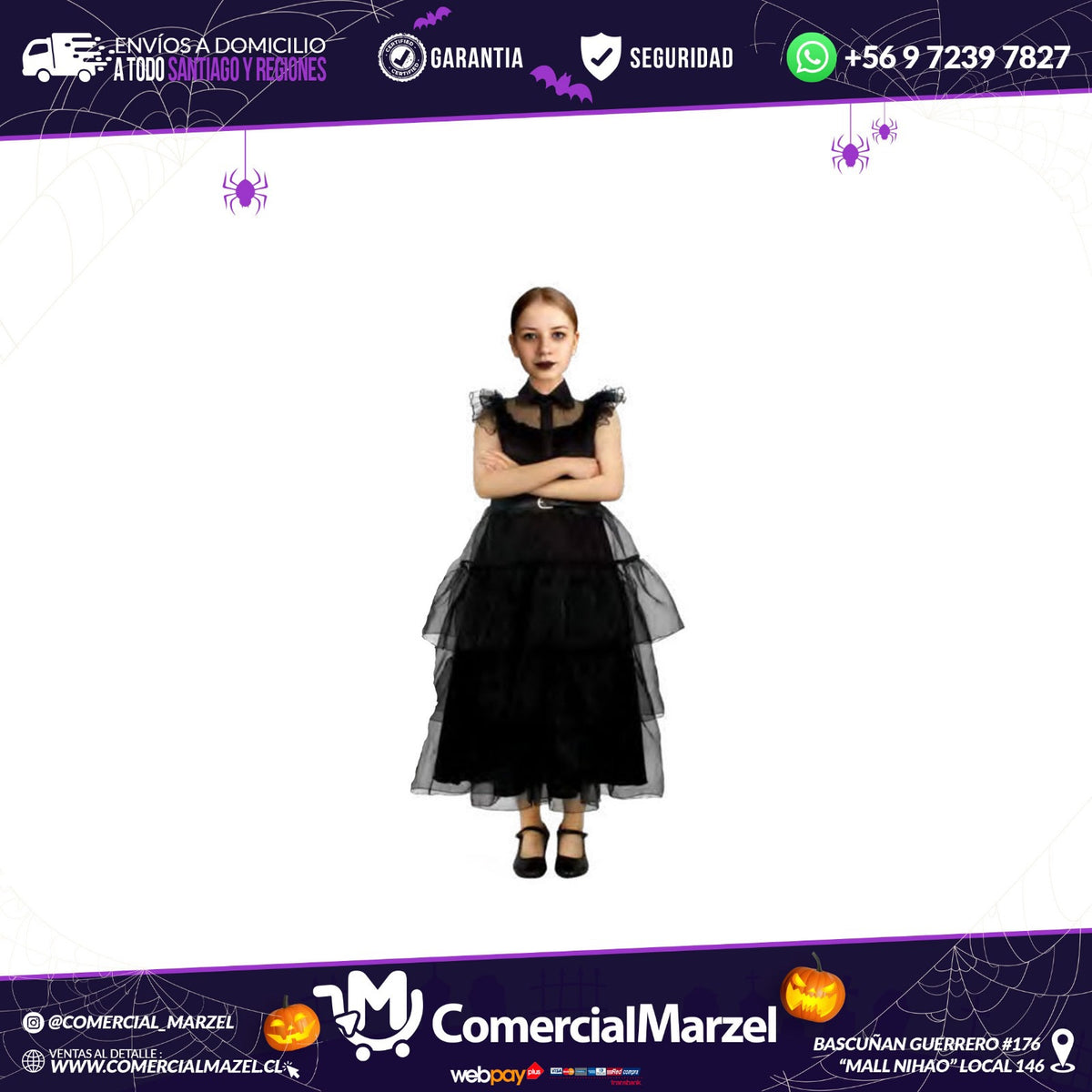 Disfraz Vestido Colegiala Gótica Niñas Halloween