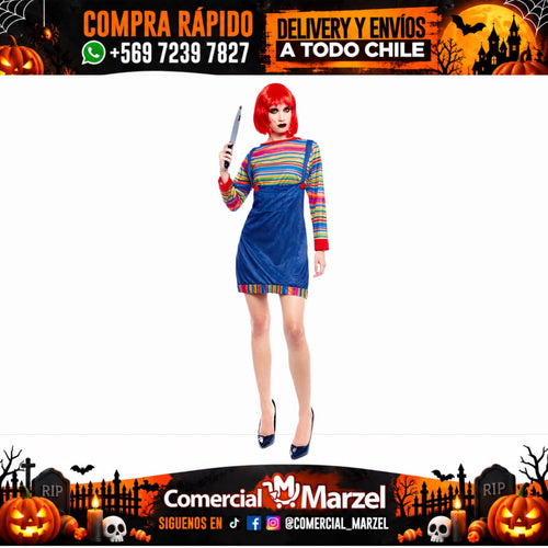 Disfraz Muñeco Diabólico Mujer Adulto Halloween