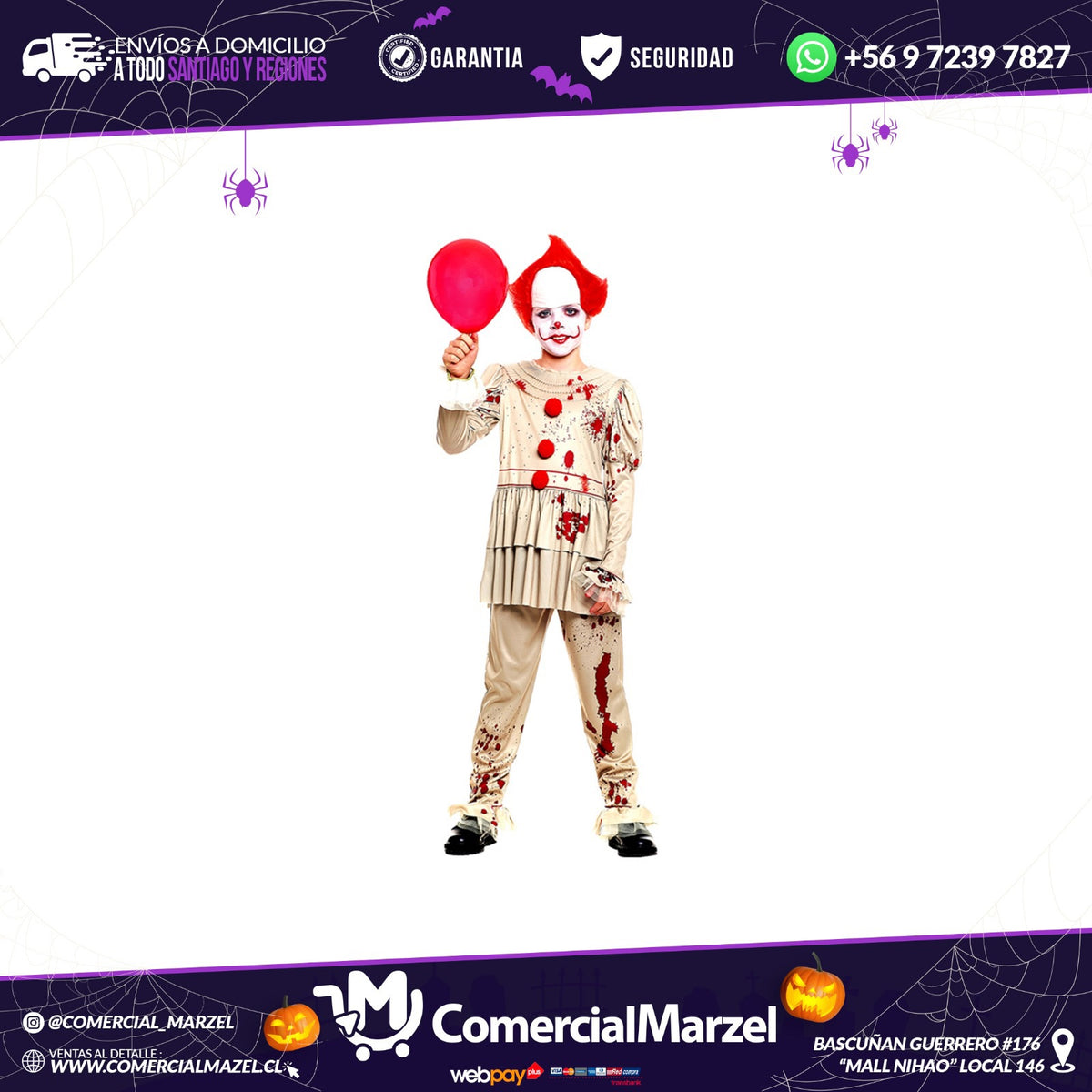 Disfraz Payaso Terror Niños Halloween
