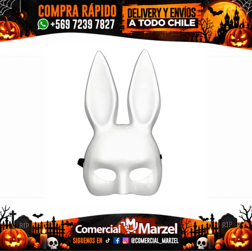 Máscara Plástica Conejo Blanca Pack 12 Halloween
