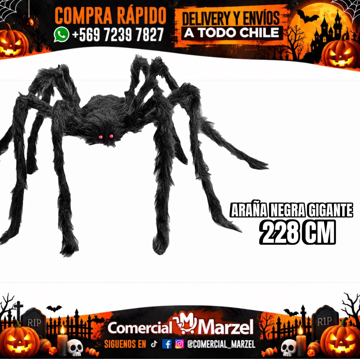 Araña 228cm Gigante Halloween