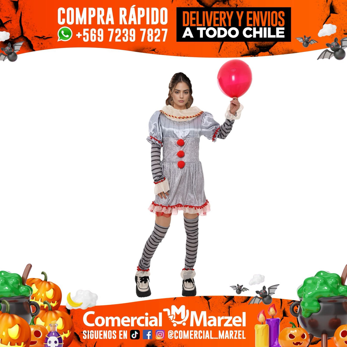Disfraz De Payaso Terror Sexy Para Halloween