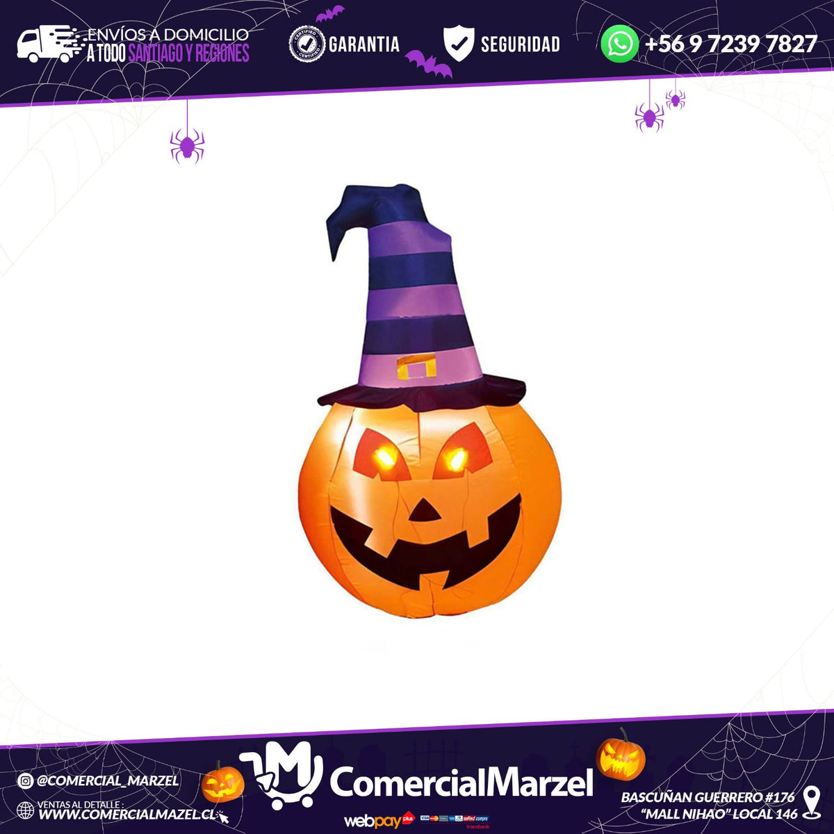 Calabaza 180cm Inflable Sombrero Halloween