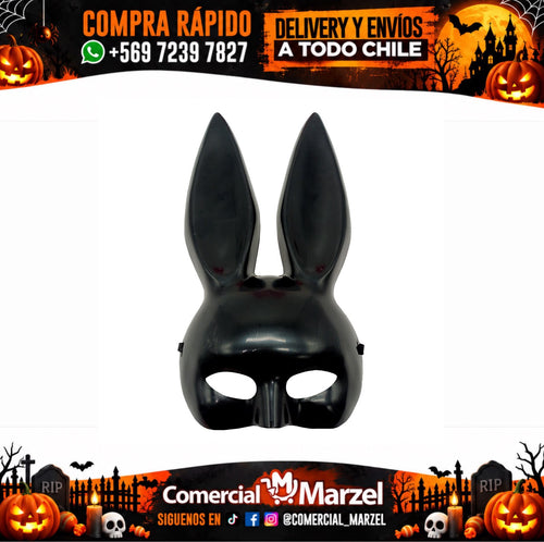 Máscara Conejo Plástica Negro Pack 12 Halloween