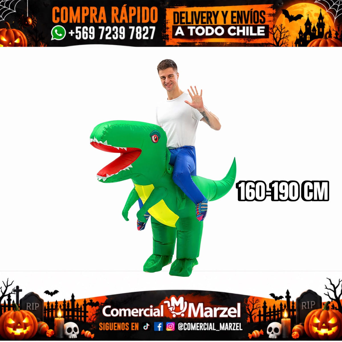 Dino Ride 160-190cm Inflable Halloween