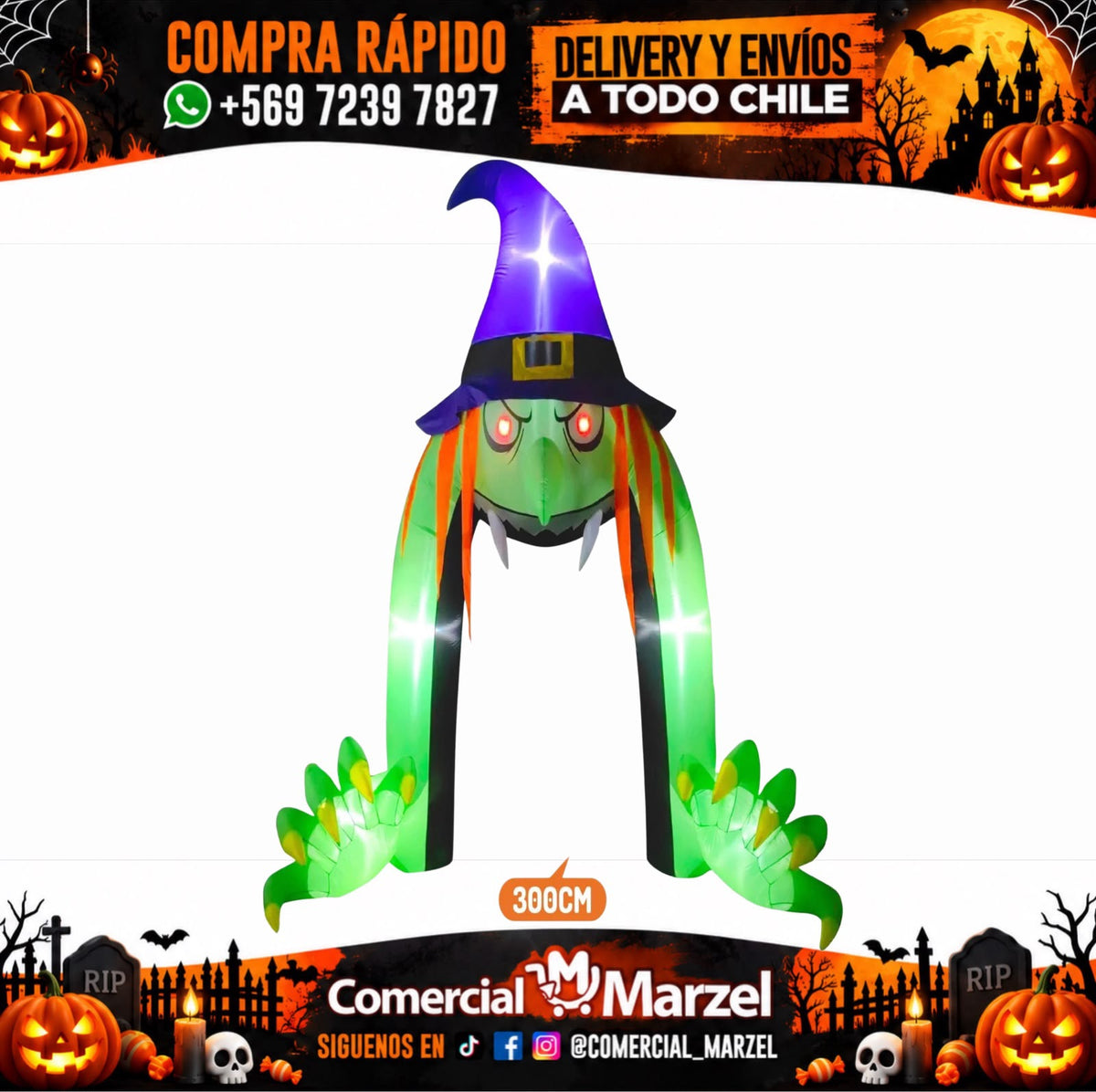 Arco Bruja Inflable 240cm Halloween