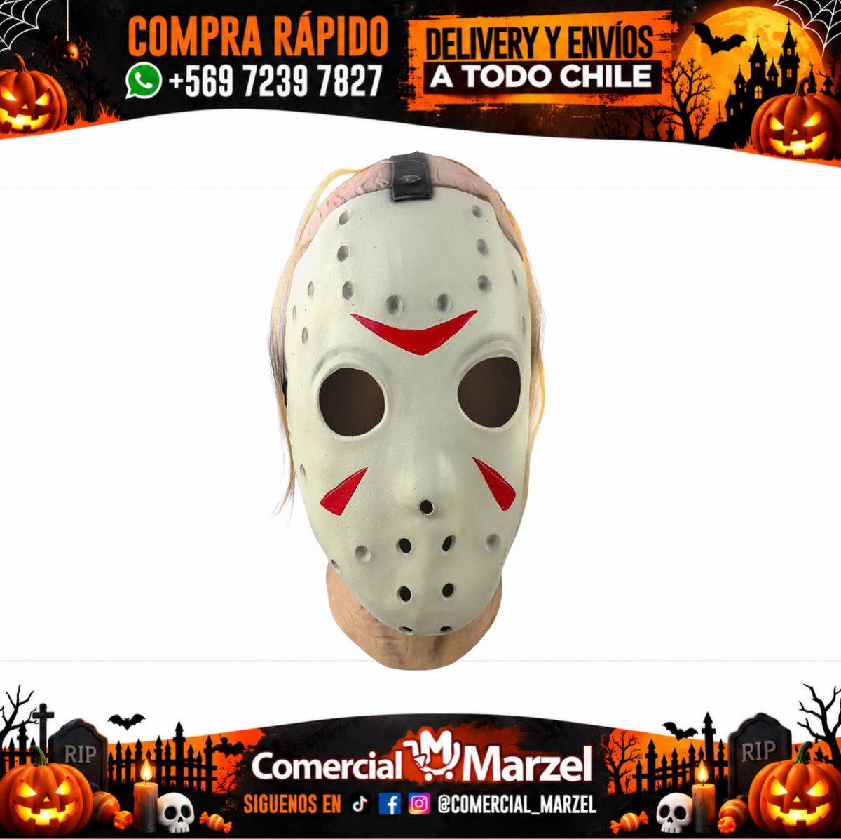 Máscara De Látex Hockey Para Halloween