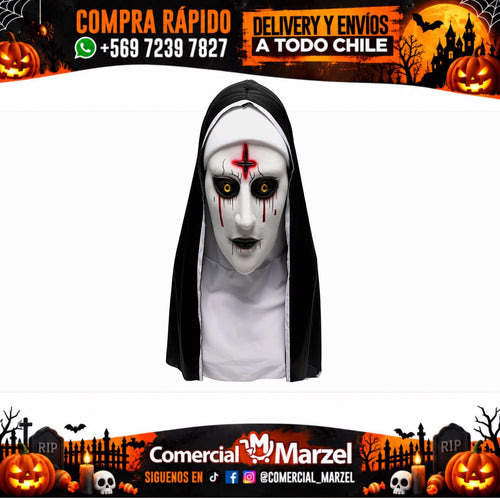 Máscara Monja Cruz Látex Halloween