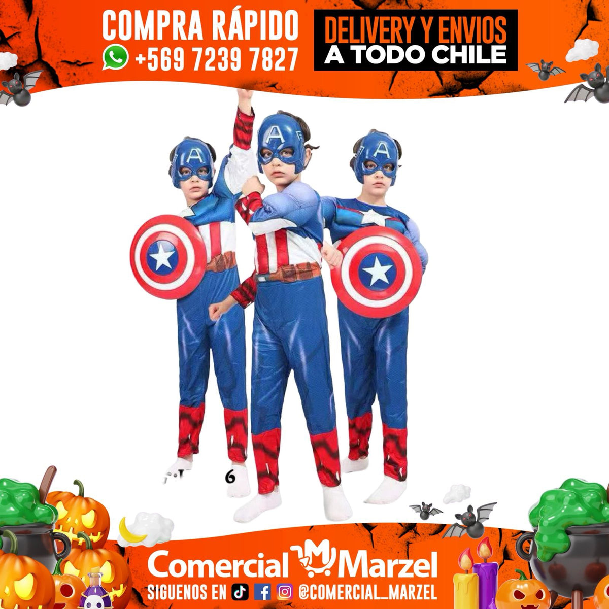 Capitán Héroe Músculo Niños Disfraz Halloween