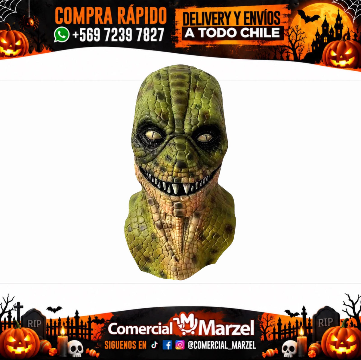 Máscara Reptiliano Látex Halloween