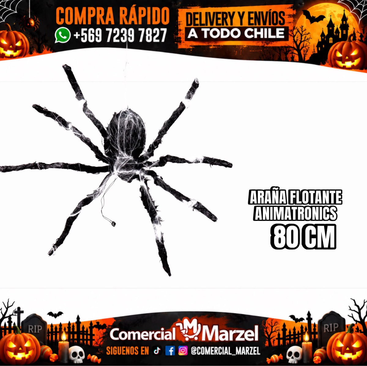 Araña 80cm Animatronics Flotante Halloween