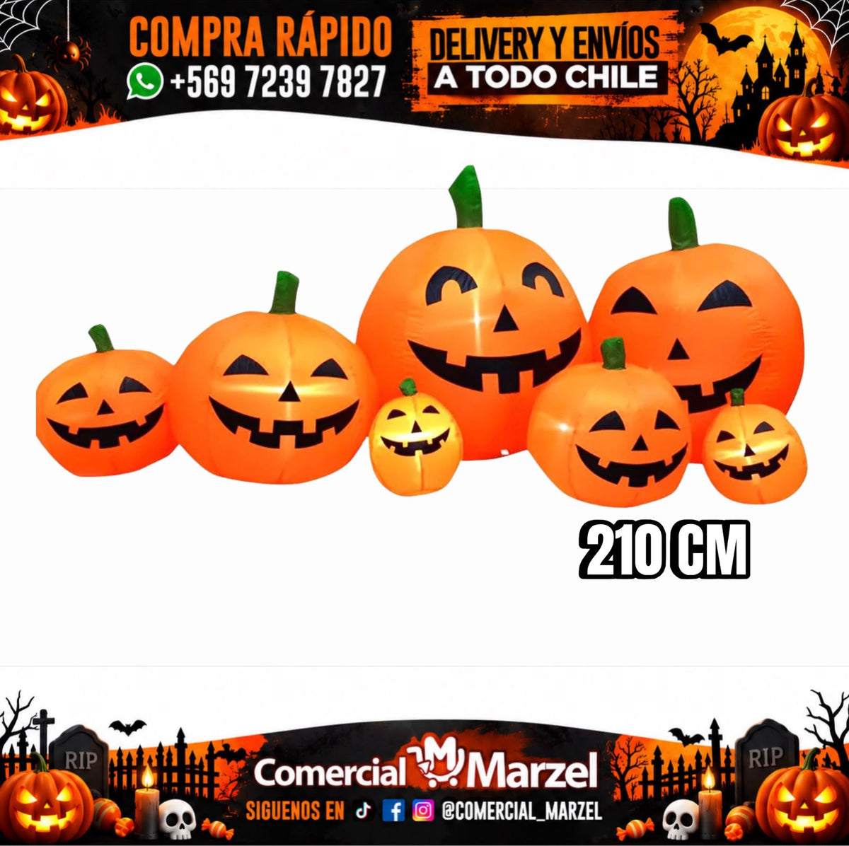 Calabaza Familia 210cm Inflable Halloween
