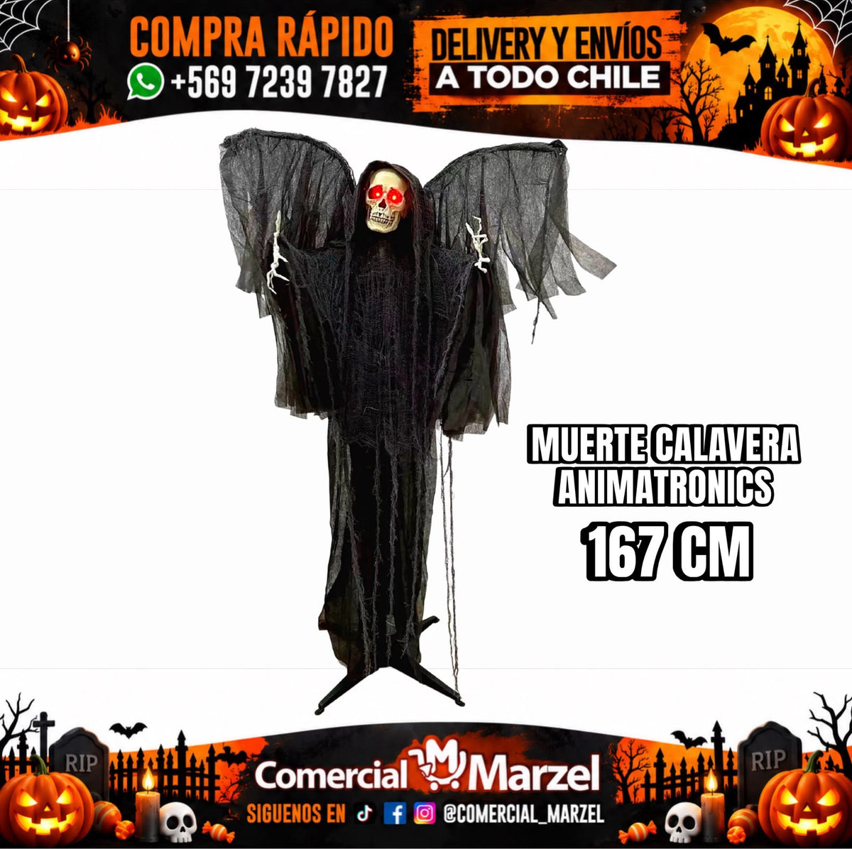 Muerte Calavera 167cm Animatronics Halloween