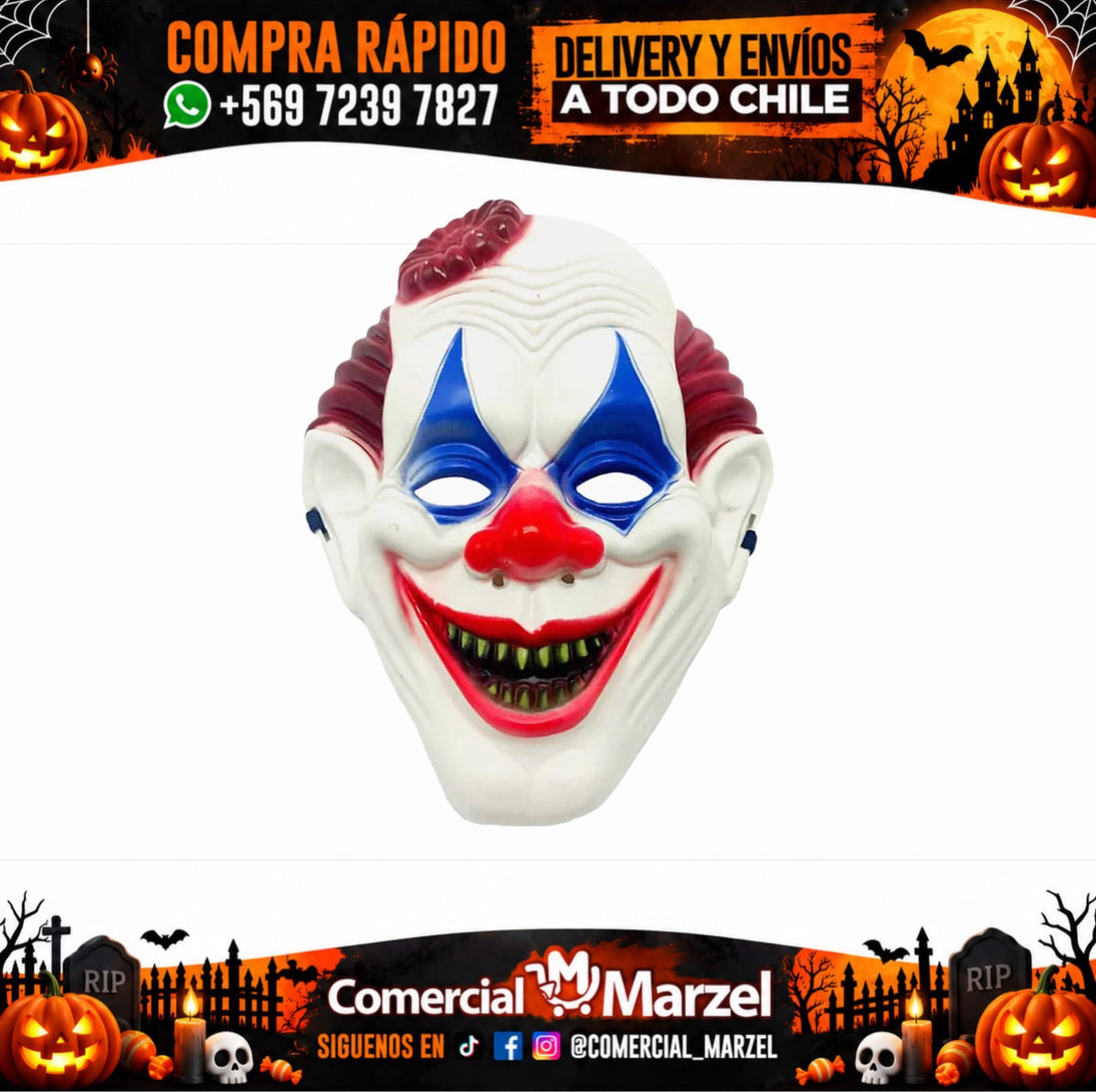 Máscara De Payaso Sonriente De Plástico