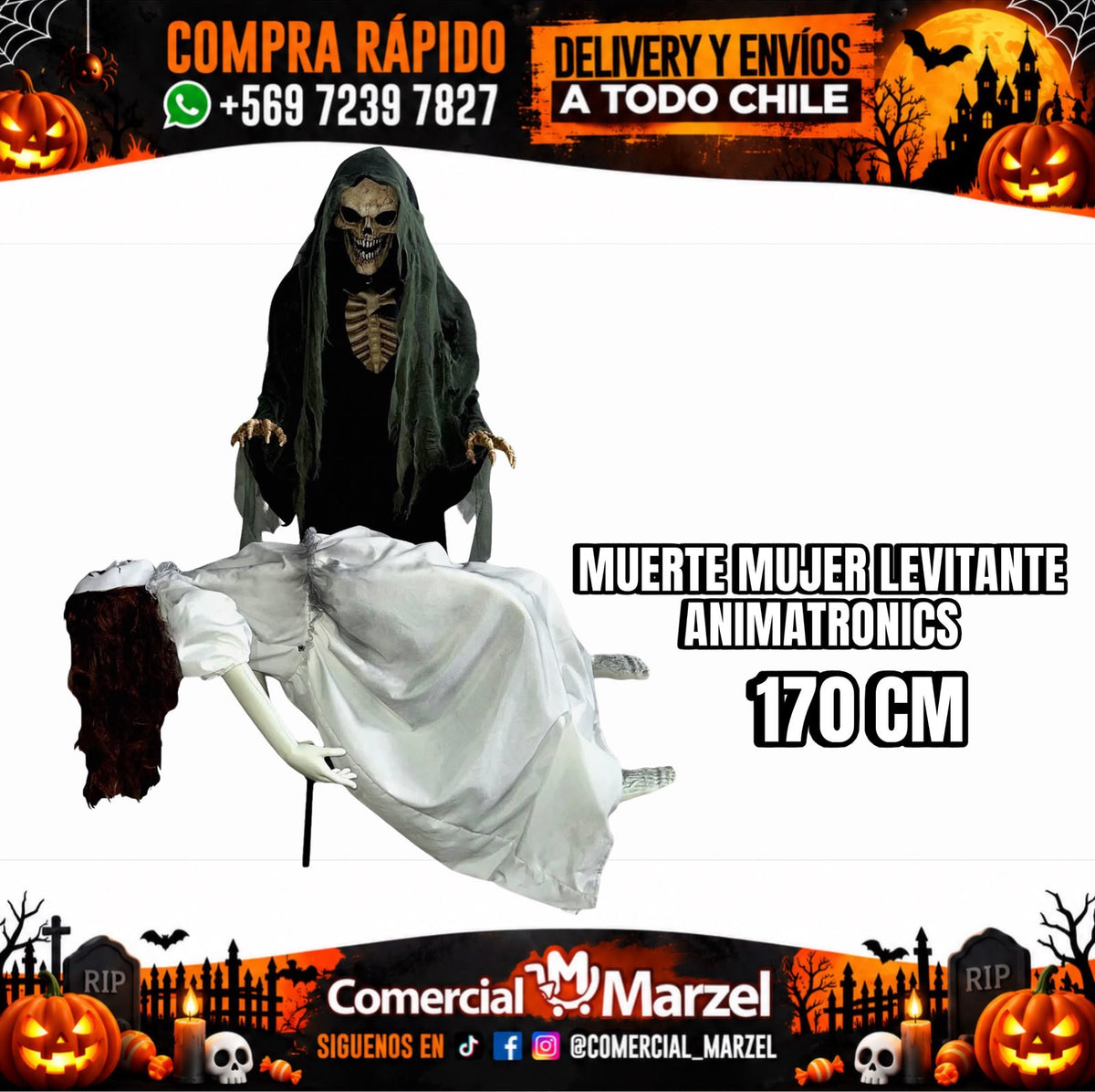 Muerte Levitante 170cm Animatronics Halloween
