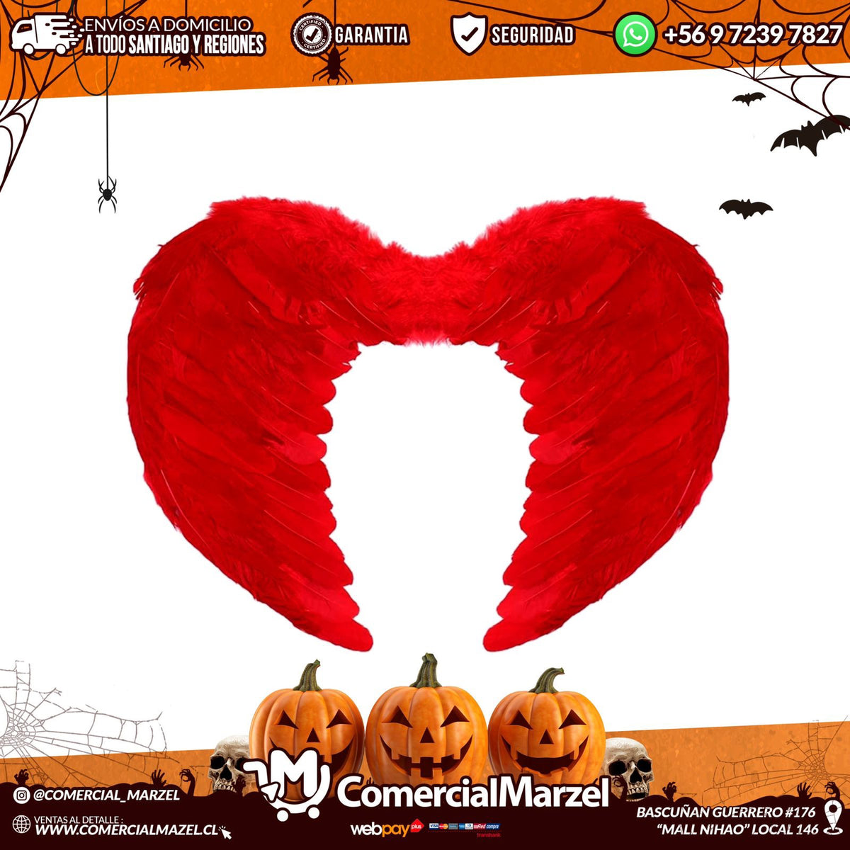 Alas 80x60cm Plumas Rojo Halloween
