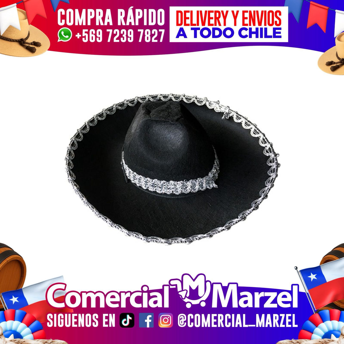 Sombrero Mexicano Grande Bonete Cotillón Halloween