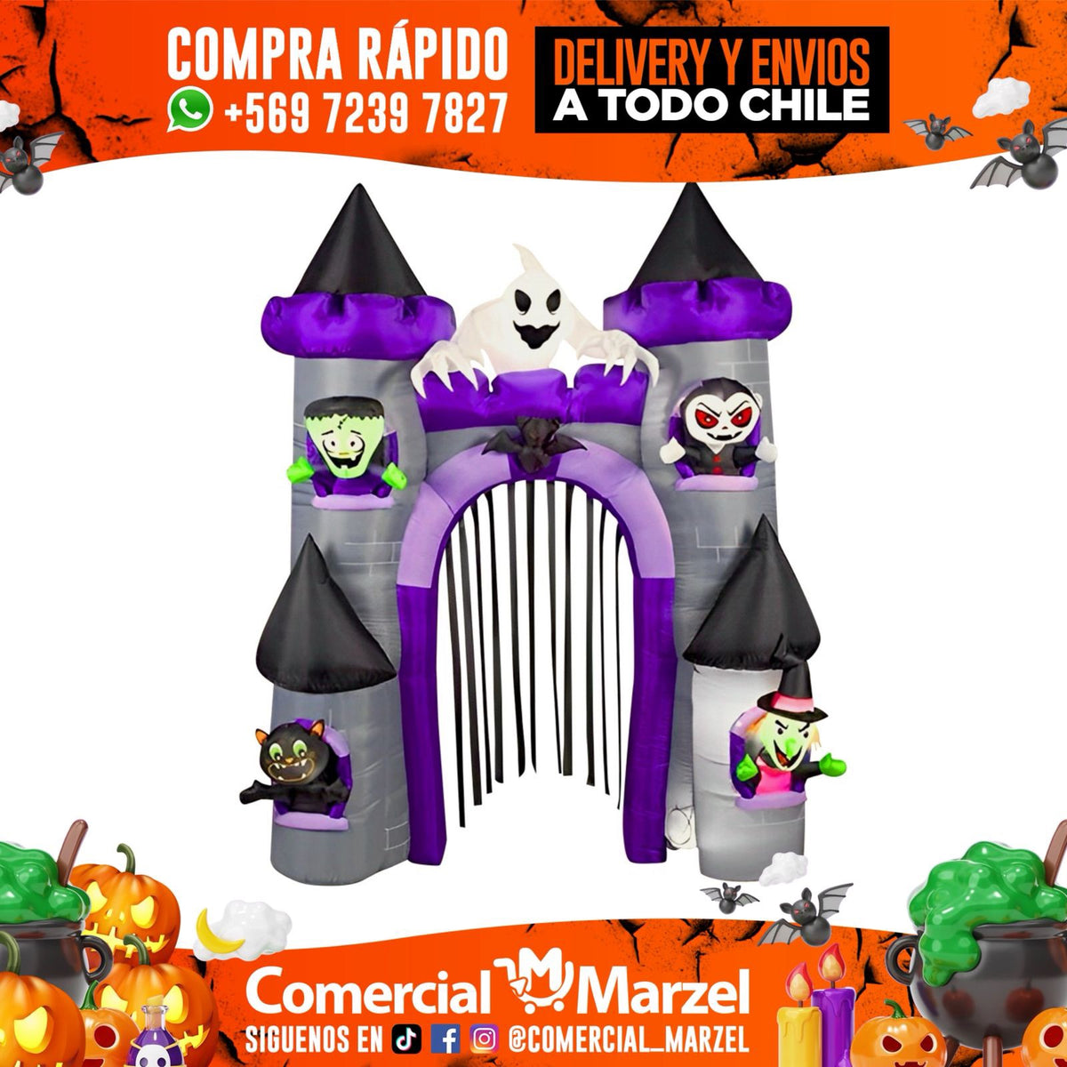 Castillo Fantasma 270cm Arco Inflable Halloween